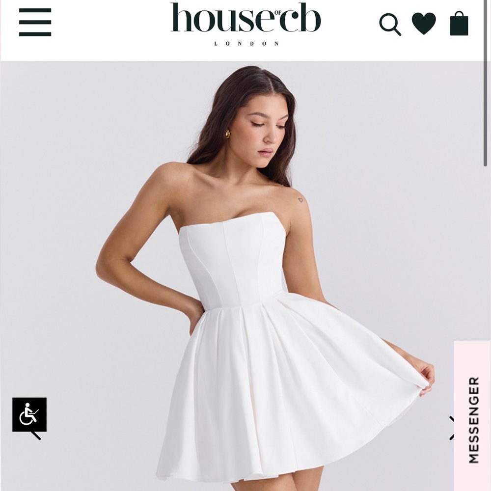 House of CB Emmanuela White Strapless Pleated Mini Dress